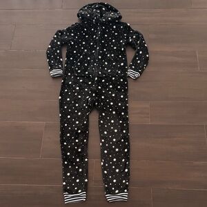 Art Class Kids Black Star Print One Piece Fleece Zip-up